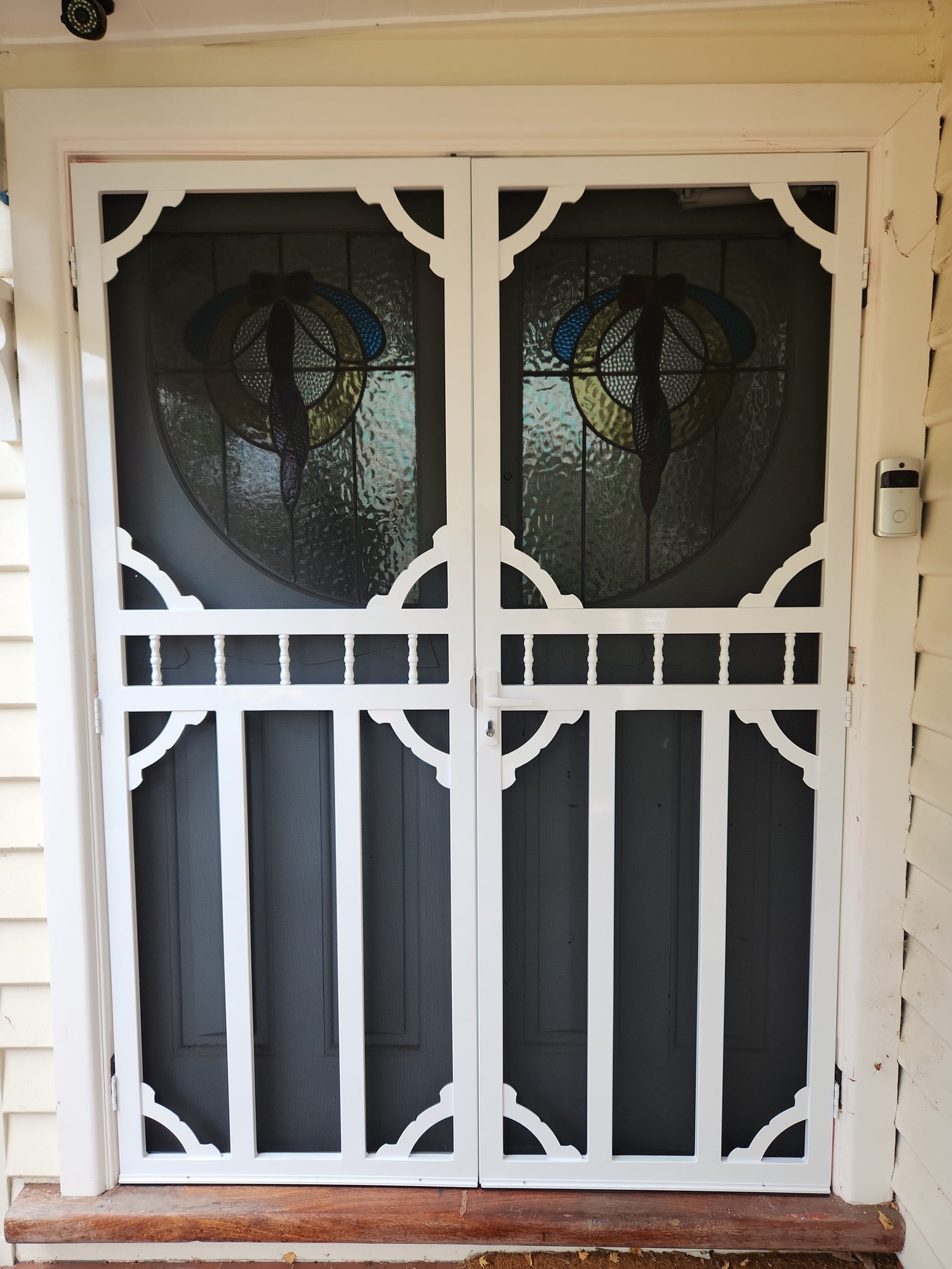 Choose the Right Security Screen Door for Your Melbourne Home 3 CB: 68 Clear Breeze Steel Double Doors Daylesford 5 With Hi Strength Stainless Steel Black Mesh In White.
