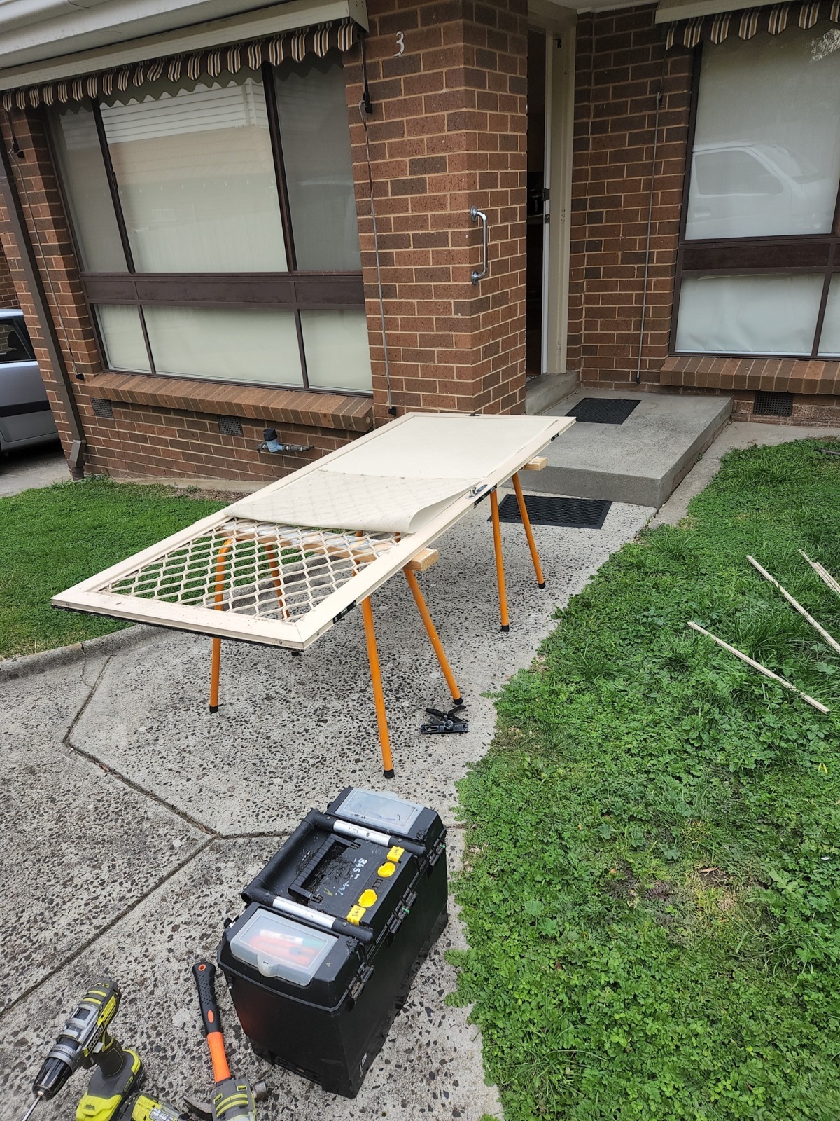 Mesh Replacement, Security Door Lock Repair Service, Powder Coating Solutions & Steel Door Restoration. 2 The Contractor Preparing For Work