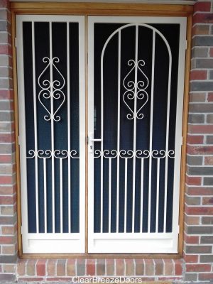 Cb: 38 Clear Breeze Cobram Steel Security Door &Amp; Side Panel With High Strength Privacy Black Mesh.