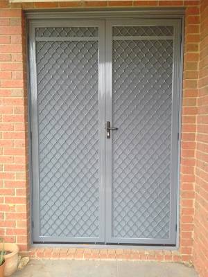 CB: 22 Clear Breeze Standard Diamond Grille Double Screen Doors Over Sized 2.4 Mts With Top Panel Feature Colour Notre Damme.