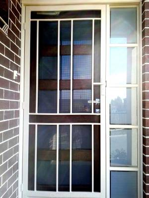 CB: 16 Paper Bark Colac Steel Security Door With Tuff Screen Aluminium Mesh.