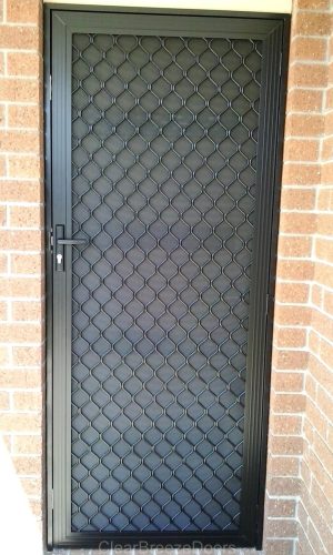 Cb: 25 Black Standard Diamond Screen Door With Jamb Adapter Build Out Installed To The Existing Frame.