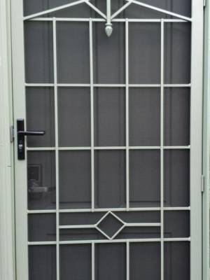 CB: 59 Clear Breeze Lorne Security Steel Door In Pale Eucalypt With Stainless Steel Mesh.