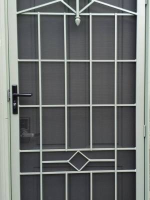 CB: 59 Clear Breeze Lorne Security Steel Door In Pale Eucalypt With Stainless Steel Mesh