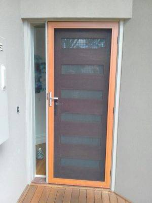 CB: 3 Western Red Cedar Wood Grain Finish With Satin Chrome Handle. Clear Breeze Stainless Range