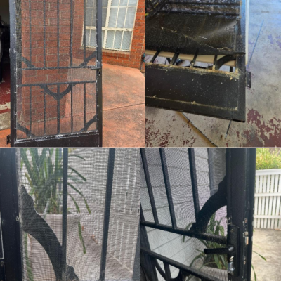 Black Steel Security Door Before The Restoration.