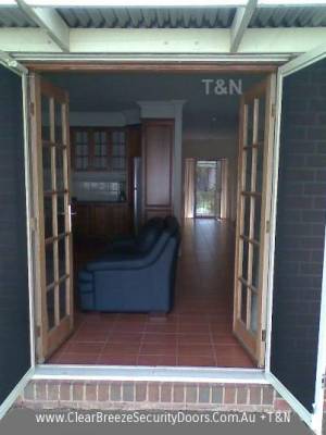 CB: 12 Clear Breeze Double Security Doors Fully Opened